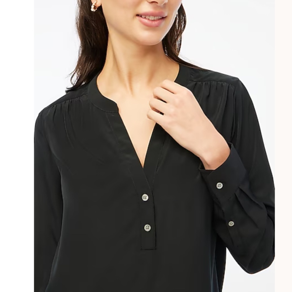 J.Crew Factory Black Popover Blouse Medium NWT